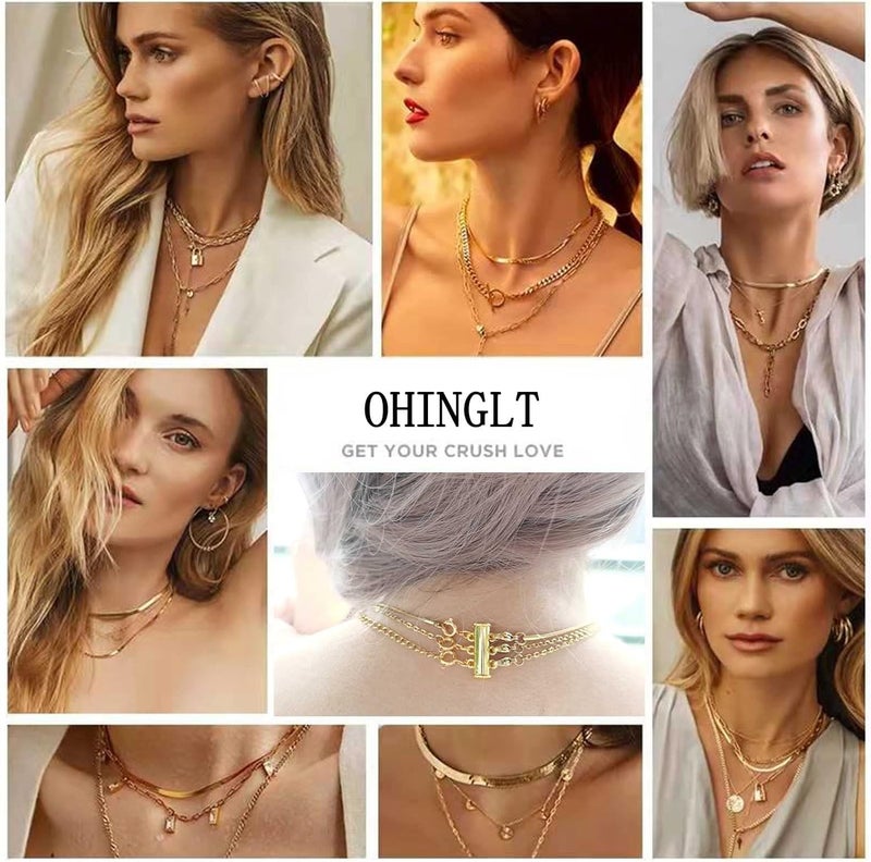 OHINGLT Necklace Layering Clasps Magnetic Slide Lock Clasp Necklace Connector Multi Strands Slide Tube Clasps - Image 4